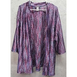 Maggie Barnes for Catherines Purple Multicolor Cardigan 2x (22/24W) Plus Size